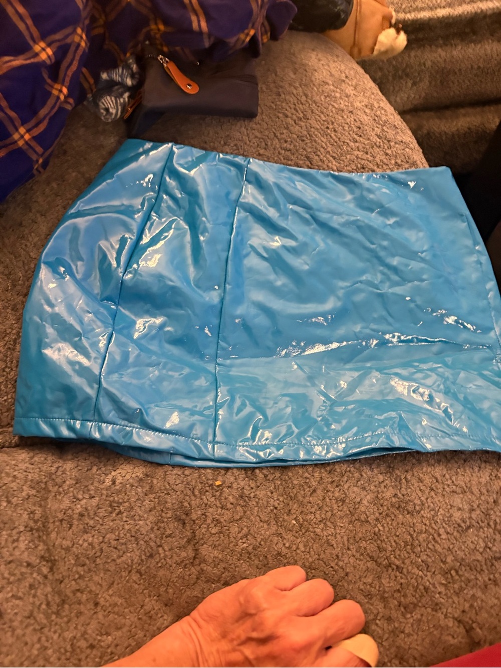 Tiger Mist Shiny Blue Patent Mini Skirt